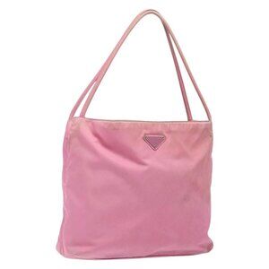 PRADA Tote Bag Nylon Pink Silver Auth 138372